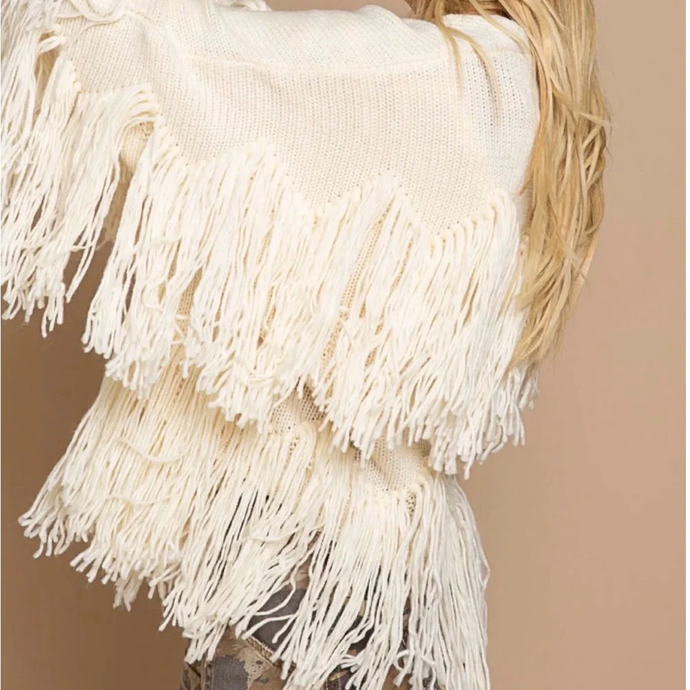 Fringe Cream Sweater - Picture 3 of 3